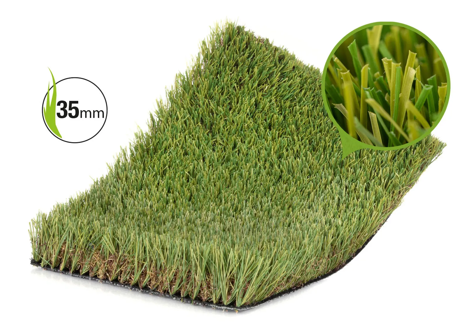 Muestra de Césped artificial verdePRO Bravo 35mm